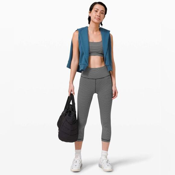 Lululemon Wunder Under Crop High-Rise*Full-On Luxtreme 21" Hype Stripe Size 12 - Picture 1 of 14